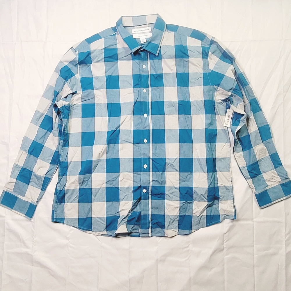 Amazon Essentials‎ Men's Regular Fit Long Sleeve Gingham Check Button Down XXL